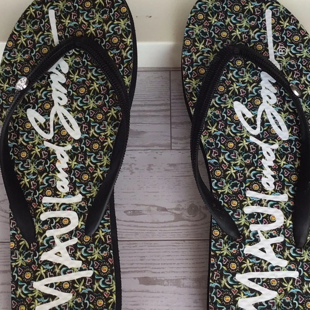 Maui and Sons Sz 9/10 🆕 w/o 🏷️ Multicolor Summer Vibe Pattern Flip Flop Sandals